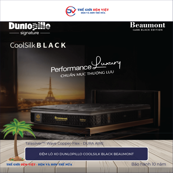 Đệm lò xo Dunlopillo CoolSilk BLACK Beaumont